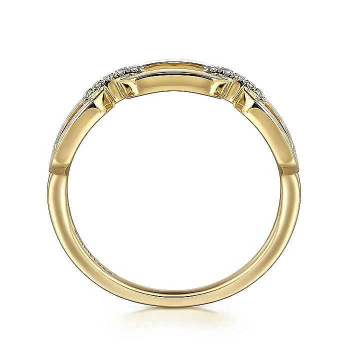 Gabriel & Co. 14 Karat Yellow Gold Diamond Chain Link Ring - Image 2