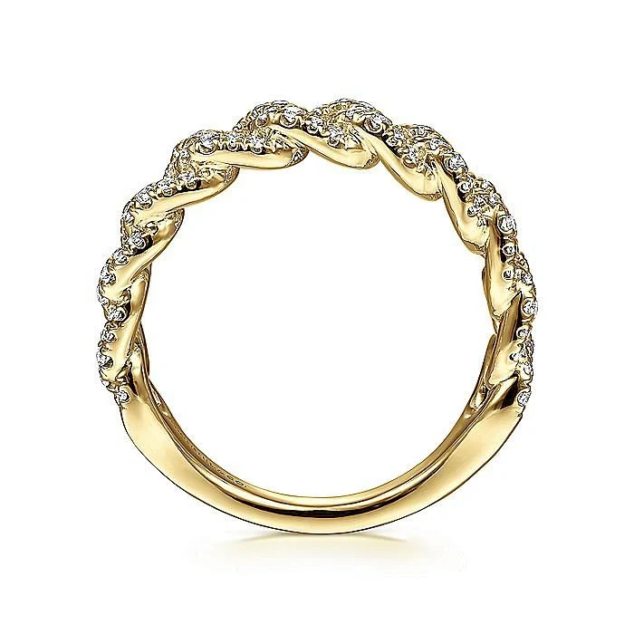 Gabriel & Co. 14 Karat Yellow Gold Diamond Chain Link Stackable Ring - Image 2