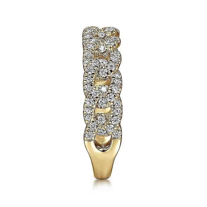Gabriel & Co. 14 Karat Yellow Gold Diamond Chain Link Stackable Ring - Image 4