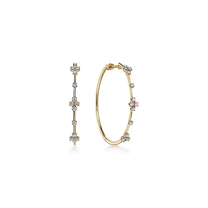 Gabriel & Co. 14 Karat Yellow Gold Diamond Hoop Earrings