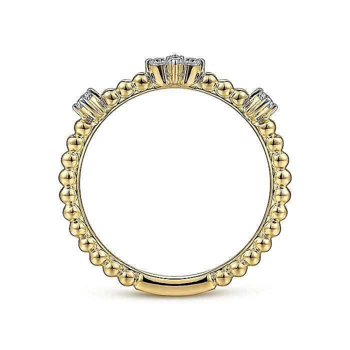 Gabriel & Co. 14 Karat Yellow Gold Diamond Station Bujukan Ring - Image 2
