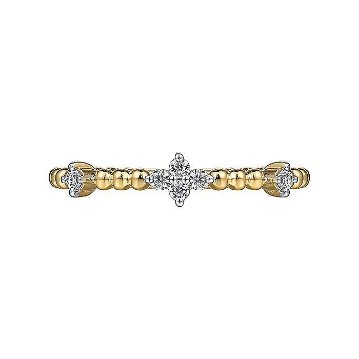 Gabriel & Co. 14 Karat Yellow Gold Diamond Station Bujukan Ring - Image 5