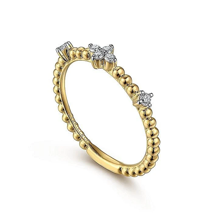 Gabriel & Co. 14 Karat Yellow Gold Diamond Station Bujukan Ring - Image 3