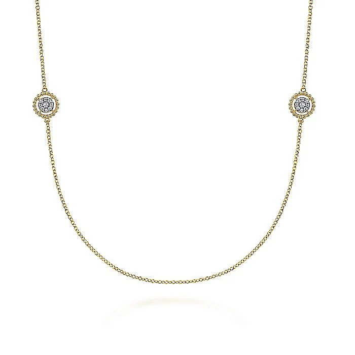 Gabriel & Co. 14 Karat Yellow Gold Double Sided Diamond Bujukan Station Necklace