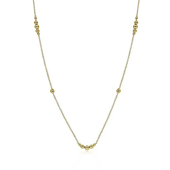 Gabriel & Co. 14 Karat Yellow Gold Graduating Bujukan Bead Station 28 Inch Necklace