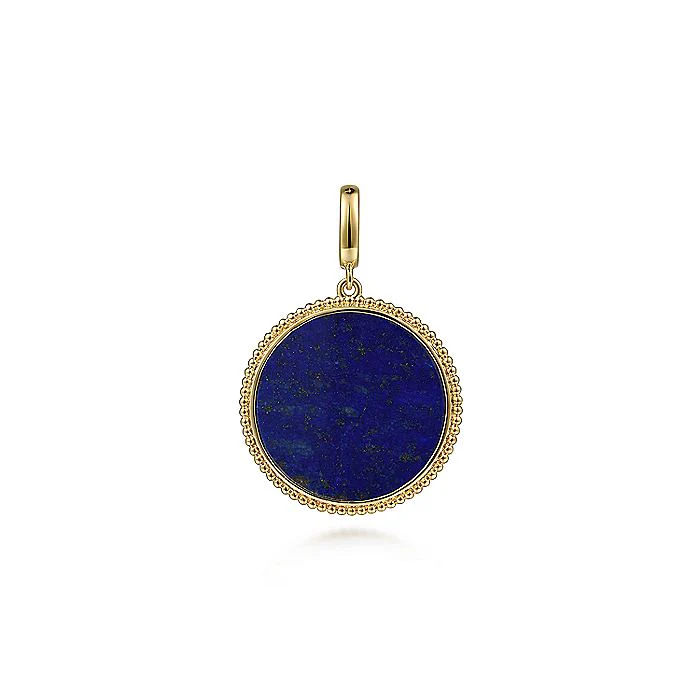 Gabriel & Co. 14 Karat Yellow Gold Round Lapis Inlay Medallion