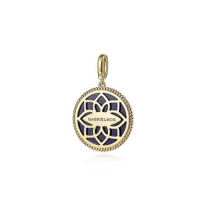 Gabriel & Co. 14 Karat Yellow Gold Round Lapis Inlay Medallion - Image 2