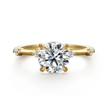 Gabriel & Co. 14 Karat Yellow Gold Round Semi-Mount Scattered Diamond Engagement Ring