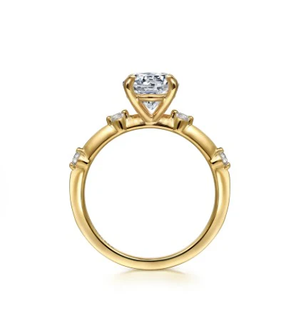 Gabriel & Co. 14 Karat Yellow Gold Round Semi-Mount Scattered Diamond Engagement Ring - Image 2