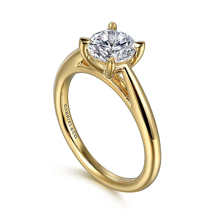 Gabriel & Co. 14 Karat Yellow Gold Round Solitaire Semi-Mount Engagement Ring - Image 3