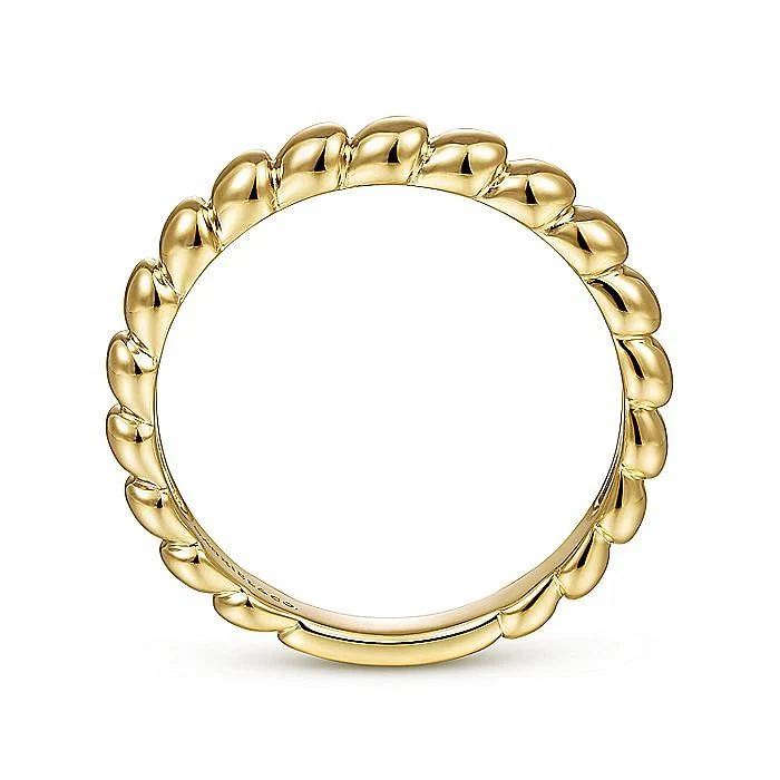 Gabriel & Co. 14 Karat Yellow Gold Round Station Stackable Ring - Image 2