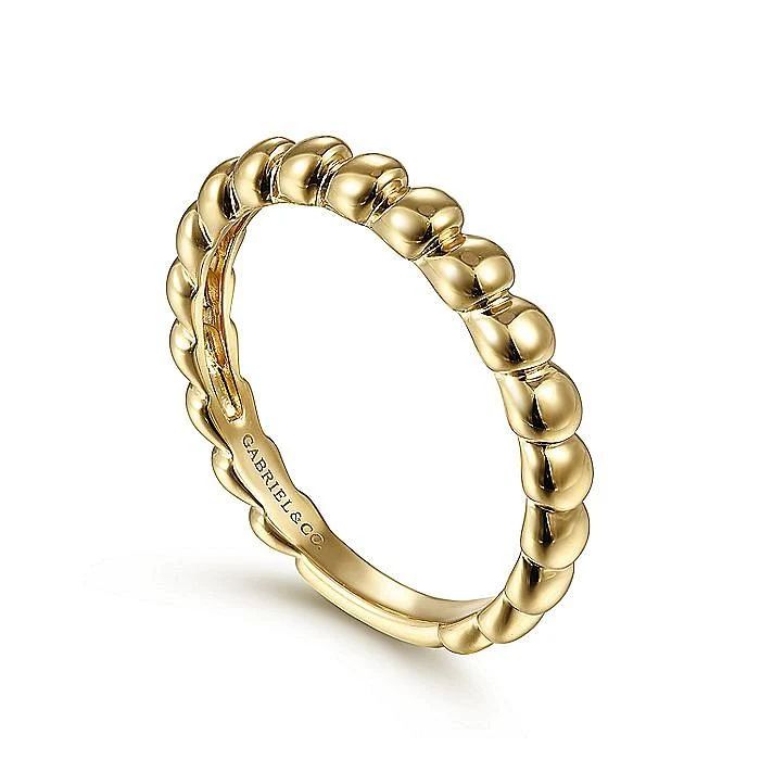 Gabriel & Co. 14 Karat Yellow Gold Round Station Stackable Ring - Image 3