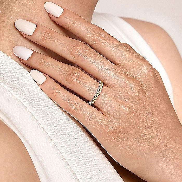 Gabriel & Co. 14 Karat Yellow Gold Round Station Stackable Ring - Image 5