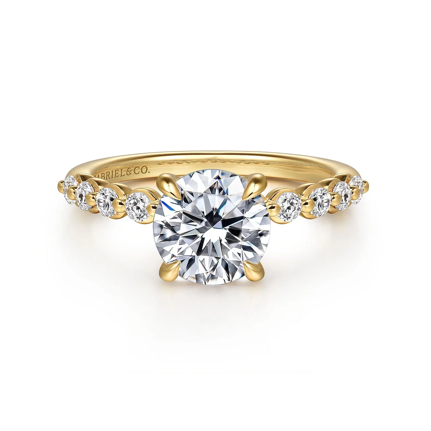 Gabriel & Co. 14 Karat Yellow Gold Round Straight Diamond Semi-Mount Engagement Ring