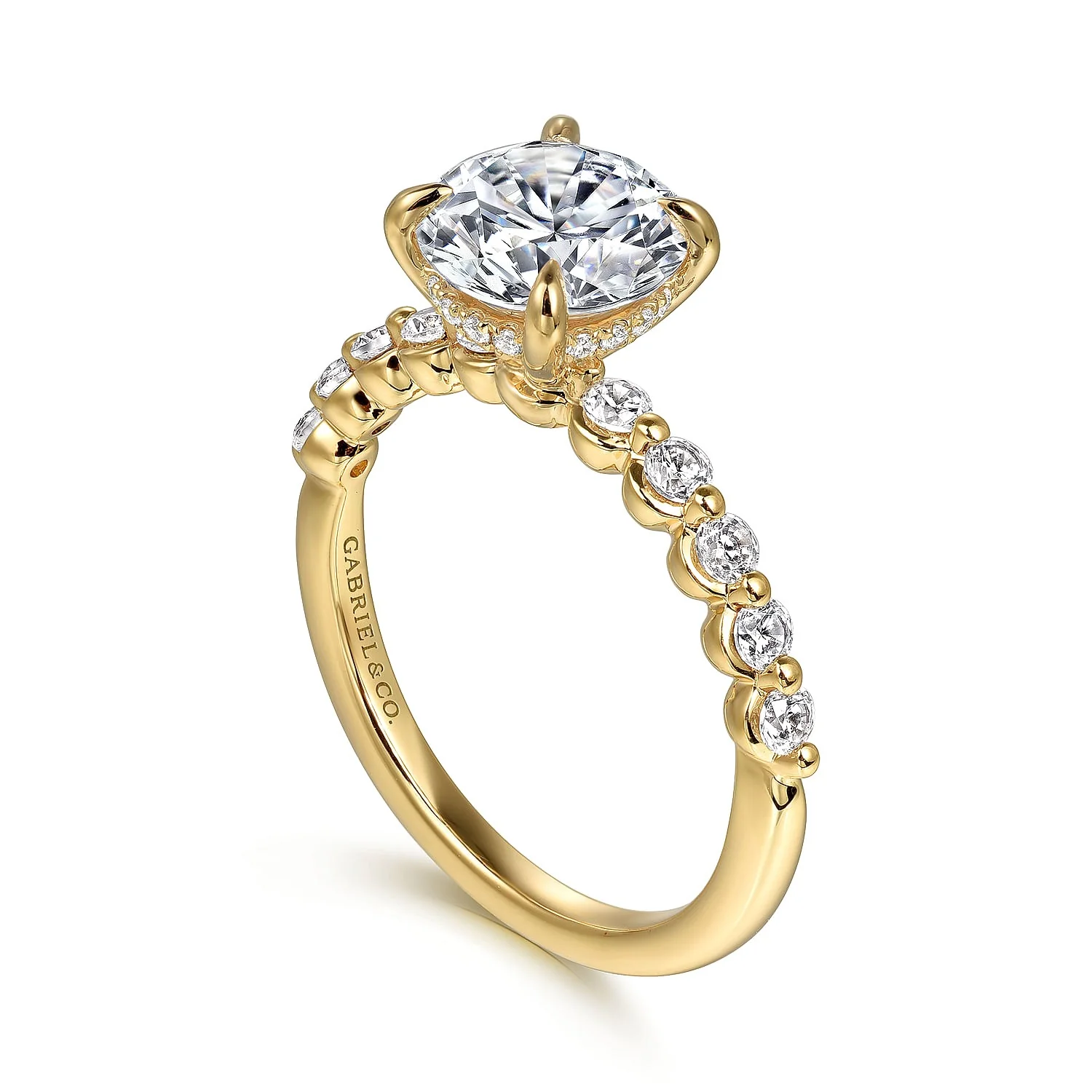 Gabriel & Co. 14 Karat Yellow Gold Round Straight Diamond Semi-Mount Engagement Ring - Image 3