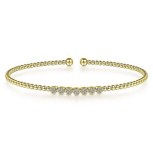 Gabriel & Co Bujukan Bead Cuff Bracelet with Cluster Diamond Stations