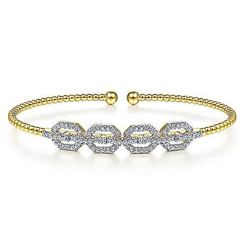 Gabriel & Co Bujukan Beaded Cuff with Diamond Pave Links