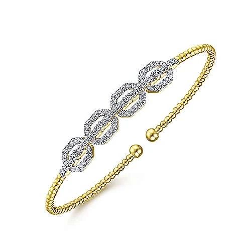 Gabriel & Co Bujukan Beaded Cuff with Diamond Pave Links - Image 2