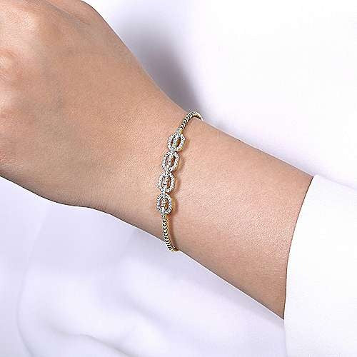 Gabriel & Co Bujukan Beaded Cuff with Diamond Pave Links - Image 4