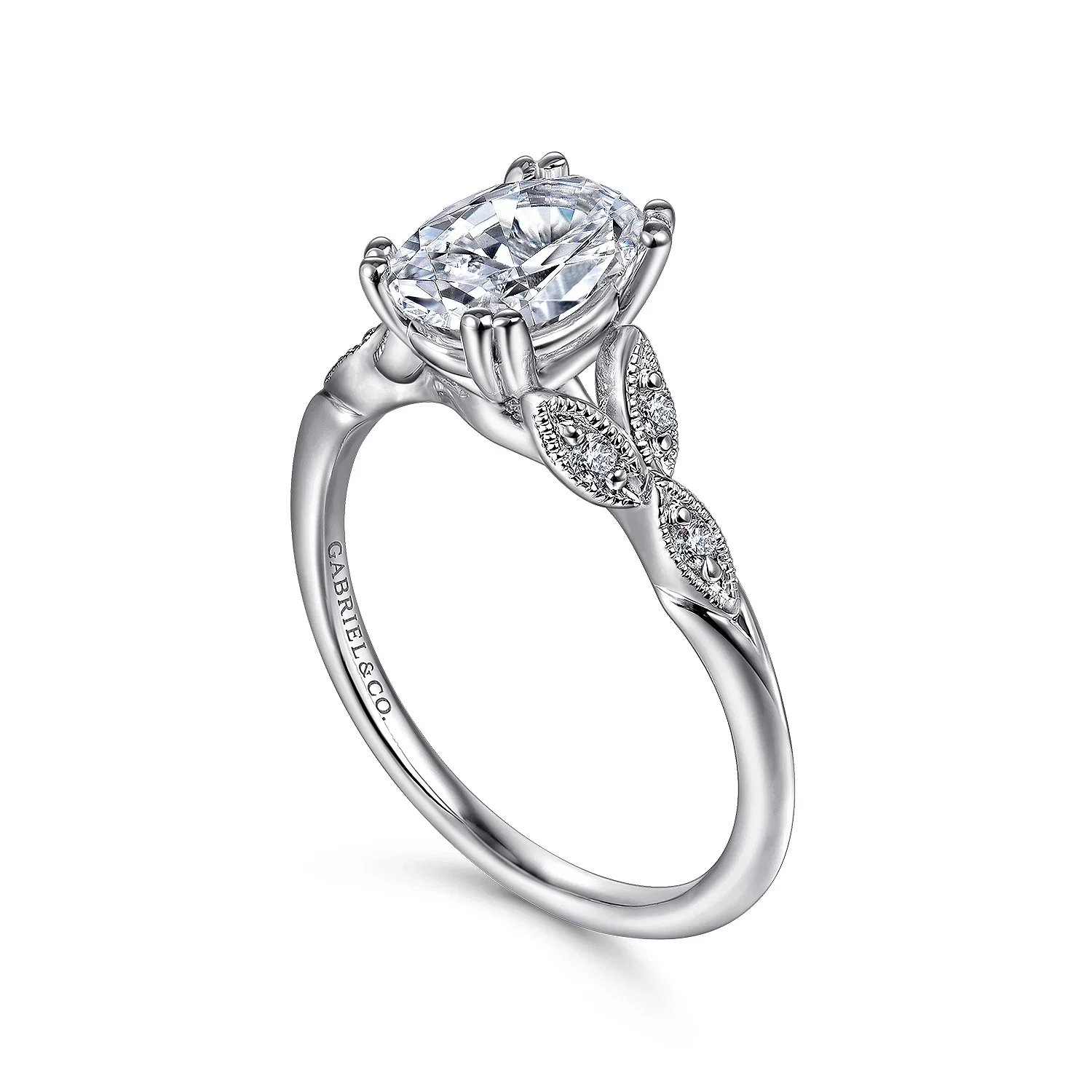 Gabriel & Co.  - Celia - 14K White Gold Oval Diamond Engagement Ring - Image 3