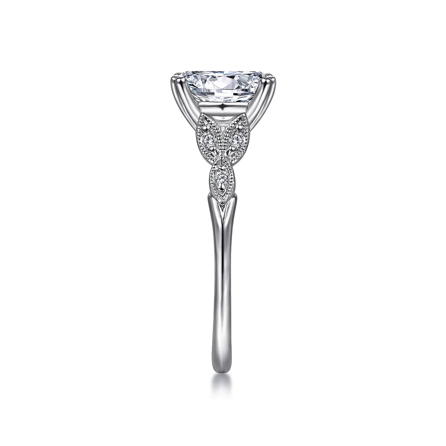 Gabriel & Co.  - Celia - 14K White Gold Oval Diamond Engagement Ring - Image 4