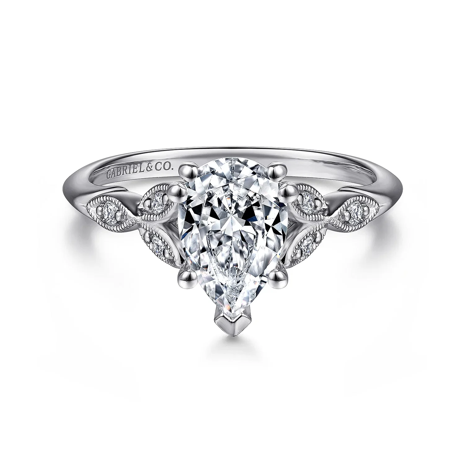 Gabriel & Co. - Celia - 14K White Gold Pear Shape Diamond Engagement Ring