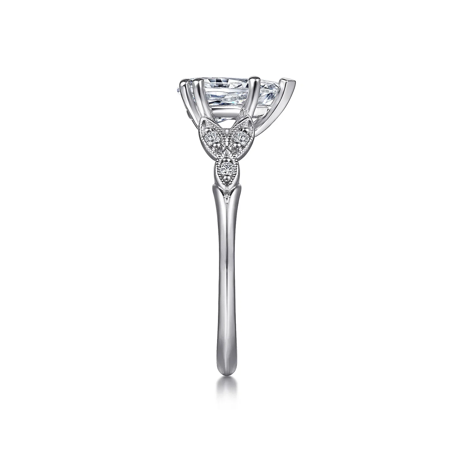 Gabriel & Co. - Celia - 14K White Gold Pear Shape Diamond Engagement Ring - Image 4
