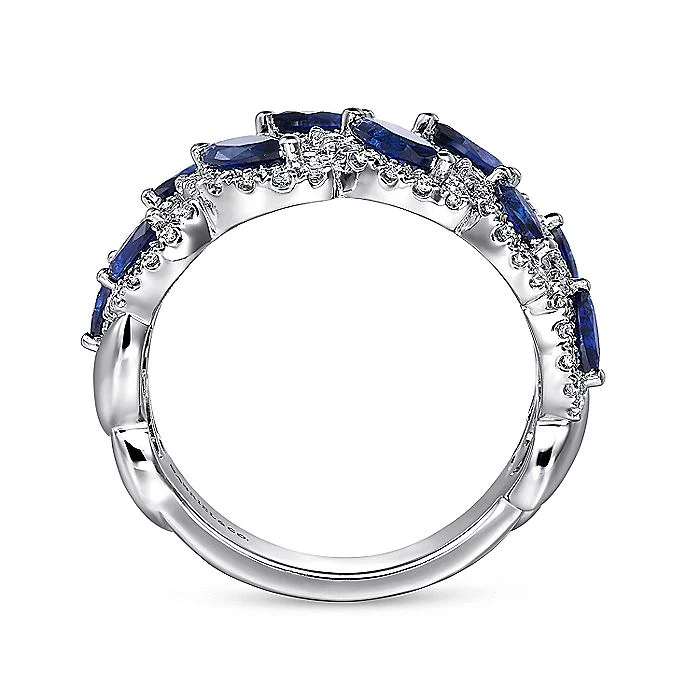 Gabriel & Co. Diamond and Sapphire Marquise Ring - Image 2