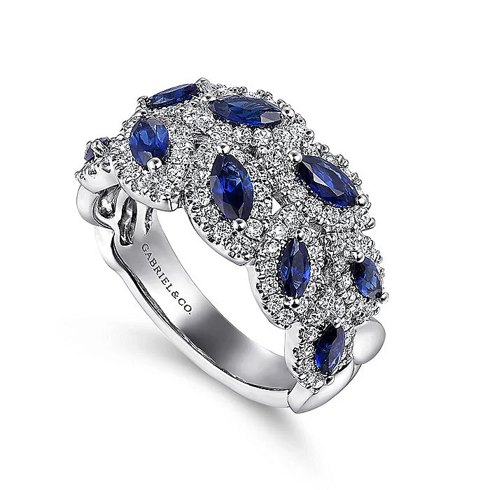 Gabriel & Co. Diamond and Sapphire Marquise Ring - Image 3