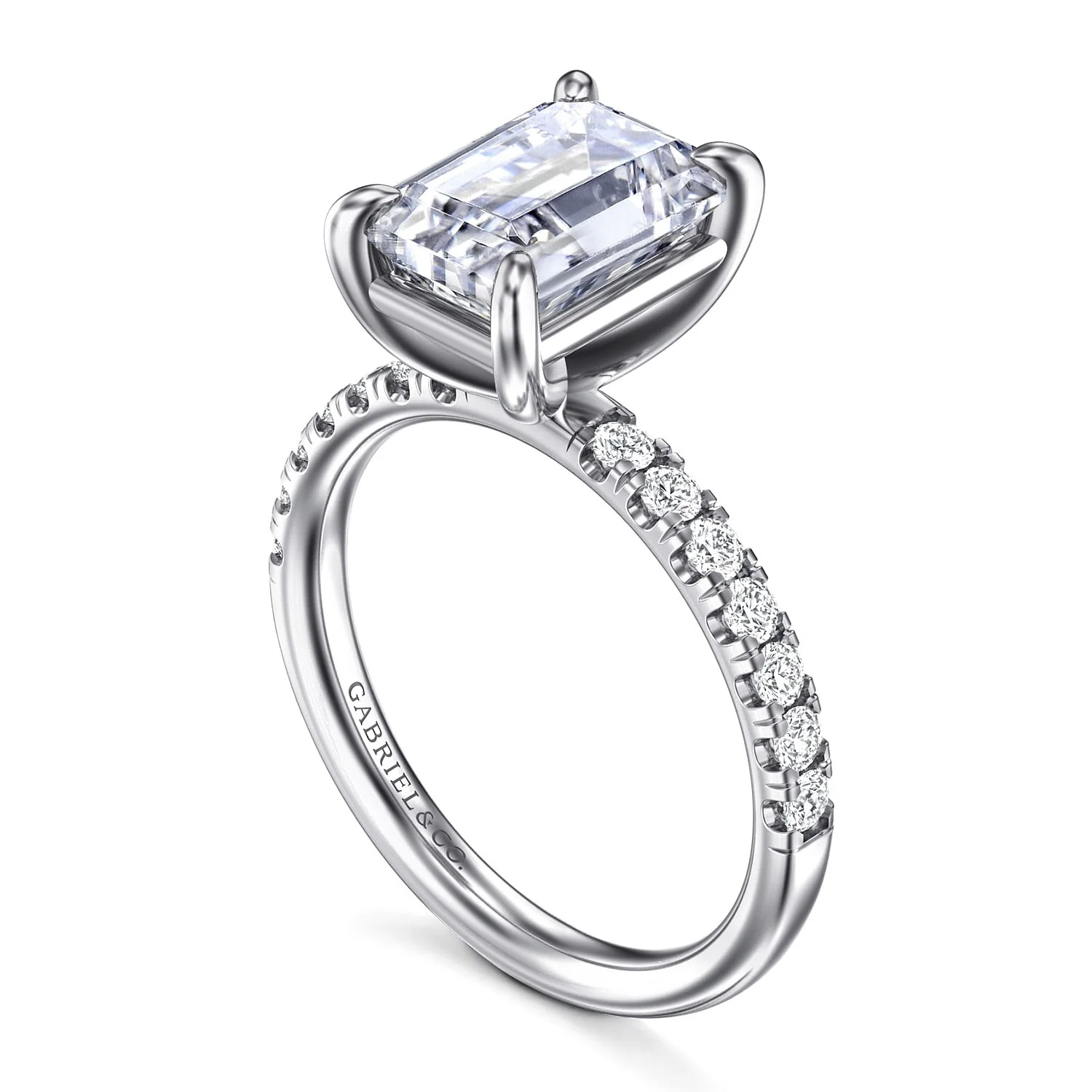 Gabriel & Co. Emerald Cut Semi-Mount Engagement Ring - Image 3