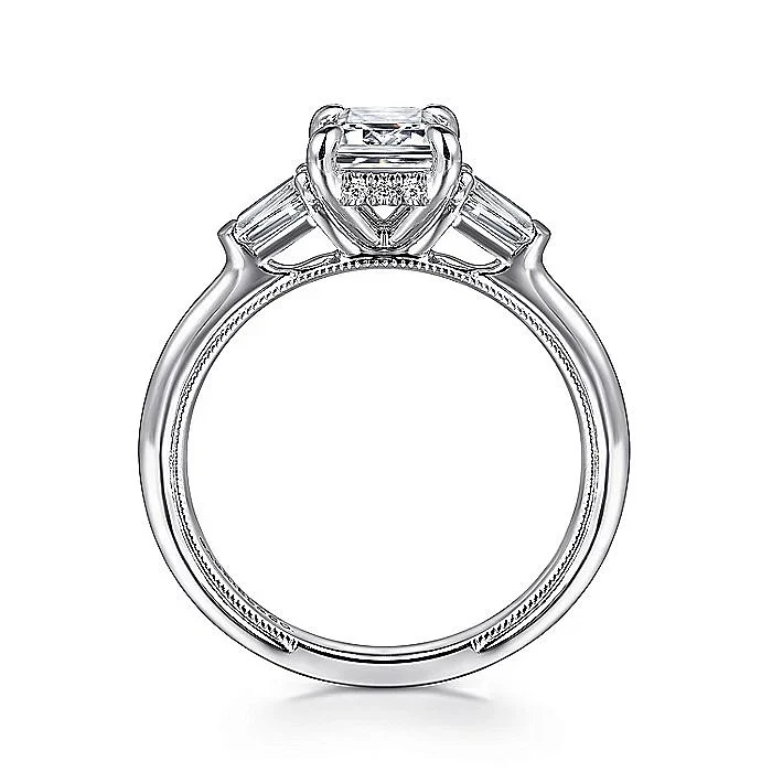 Gabriel & Co Emerald Three Stone Sem-Mount Engagement Ring - Image 2