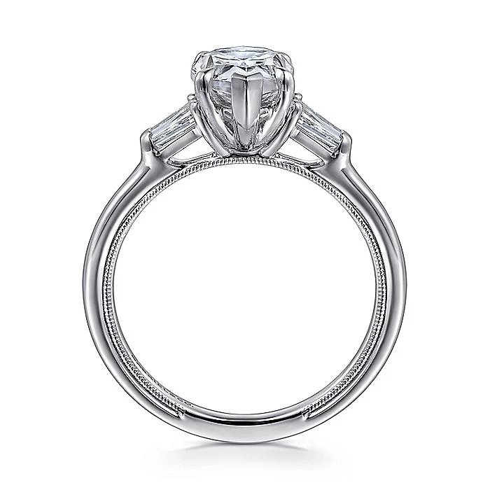 Gabriel & Co. Pear Shape Three Stone Semi-Mount Engagement Ring - Image 2