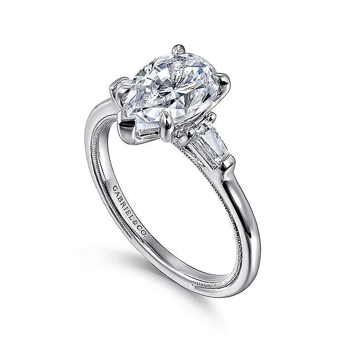 Gabriel & Co. Pear Shape Three Stone Semi-Mount Engagement Ring - Image 3