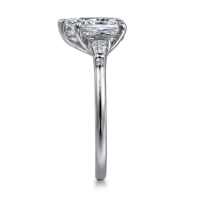 Gabriel & Co. Pear Shape Three Stone Semi-Mount Engagement Ring - Image 4