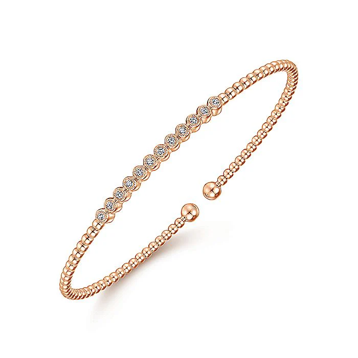 Gabriel & Co Rose Gold & Diamond Bangle Bracelet - Image 2