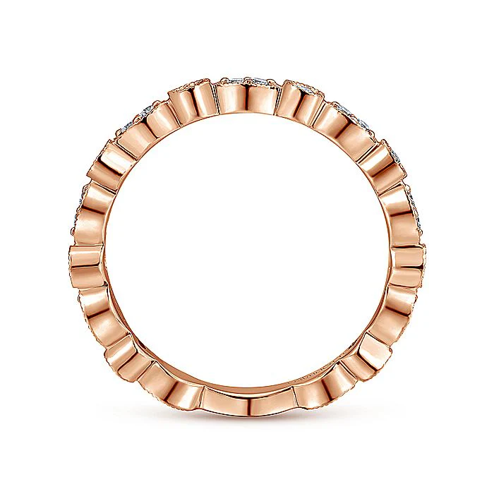 Gabriel & Co Rose Gold Marquise and Round Station Diamond Ring - Image 2