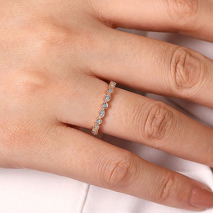 Gabriel & Co Rose Gold Marquise and Round Station Diamond Ring - Image 4