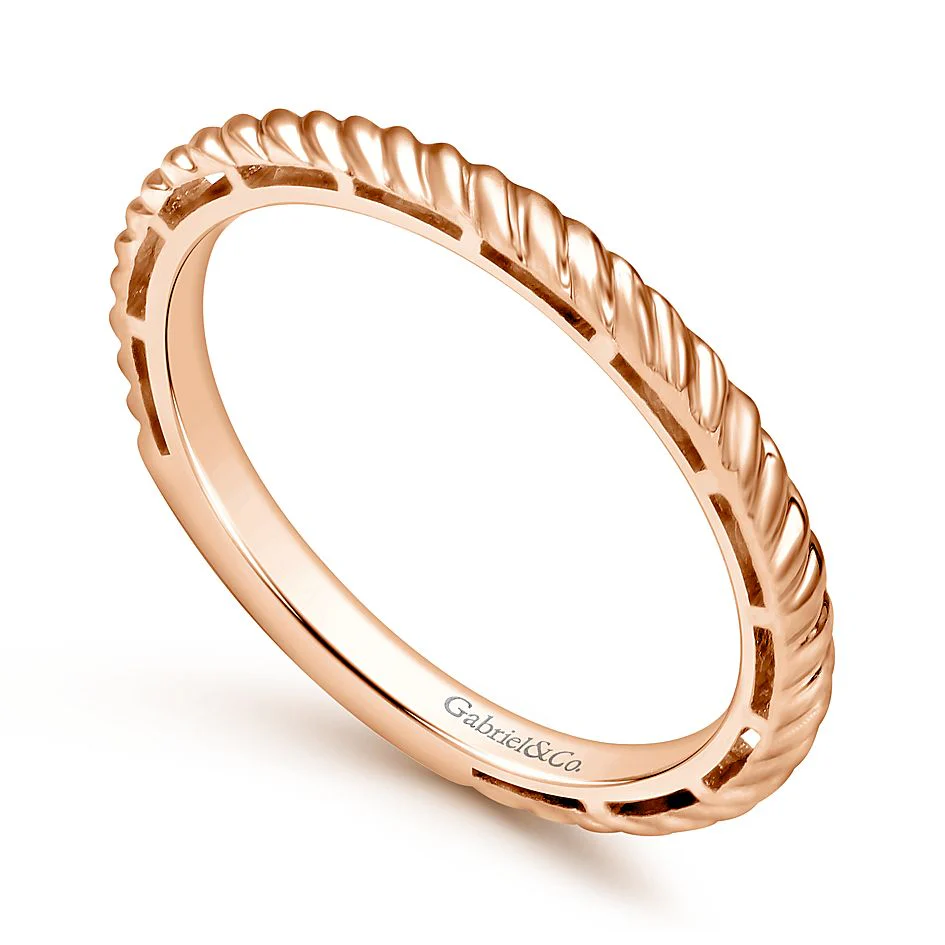 Gabriel & Co. Rose Gold Twisted Rope Stackable Ring - Image 3