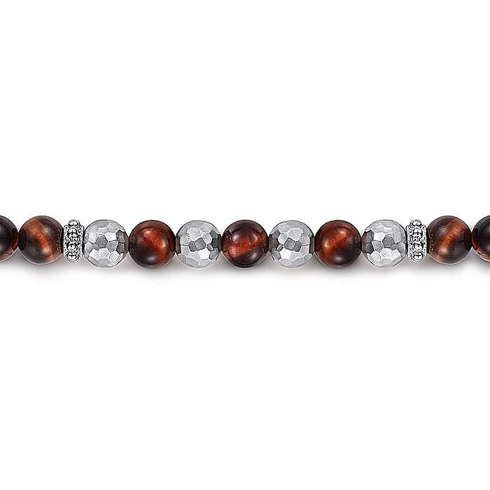 Gabriel & Co Silver and 6mm Tiger Eye Beaded Bracelet - Image 2