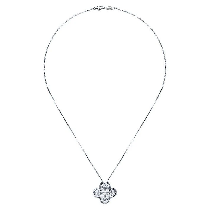 Gabriel & Co. Silver & Diamond Cross Pendant - Image 2