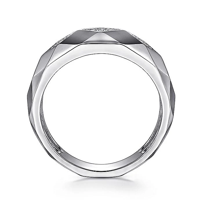 Gabriel & Co Silver Faceted Diamond Ring - Image 2