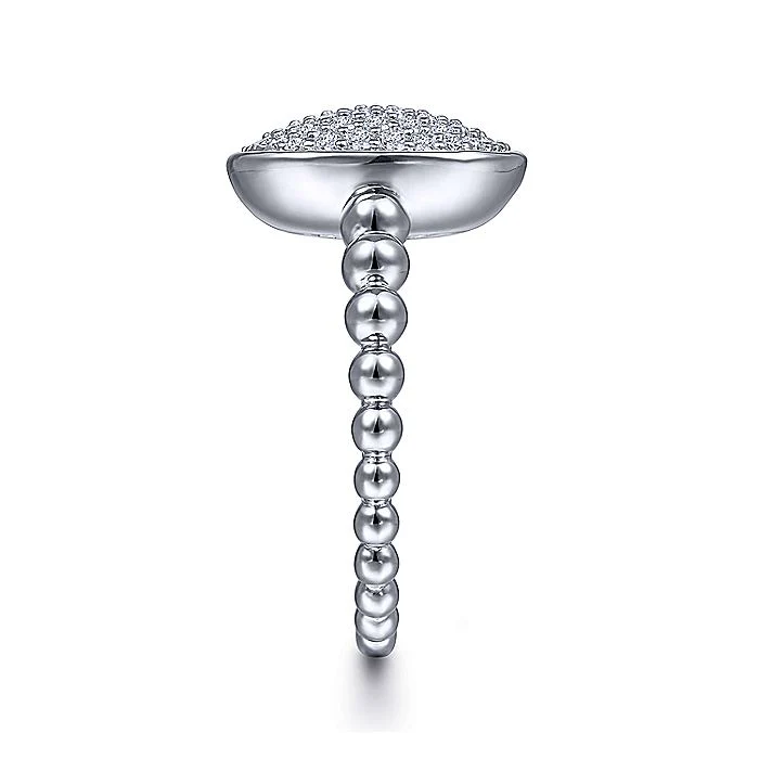 Gabriel & Co Silver Oval Signet Ring with White Sapphire Pave - Image 4