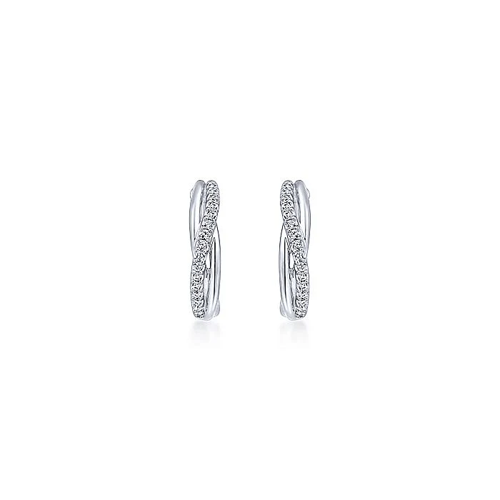Gabriel & Co Silver Twisted 15mm White Sapphire Huggie Earrings - Image 2