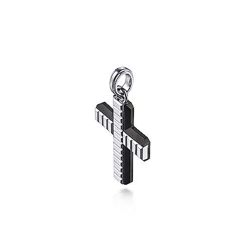Gabriel & Co Sterling and Titanium Cross Mens Pendant - Image 2