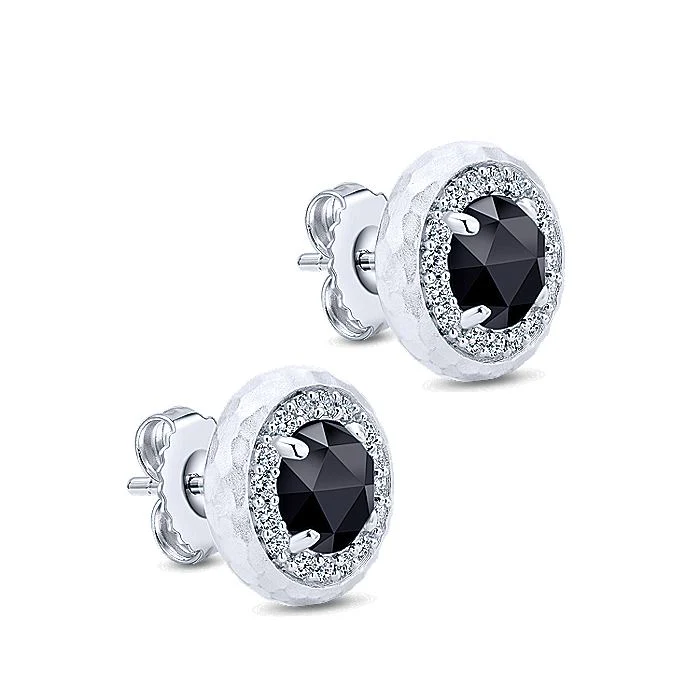 Gabriel & Co. Sterling Round Rock Crystal Black Onyx And White Sapphire Stud Earrings - Image 2