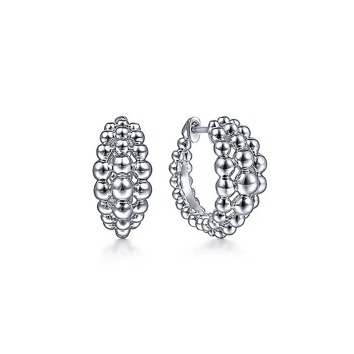 Gabriel & Co Sterling Silver 15mm Beaded Huggies