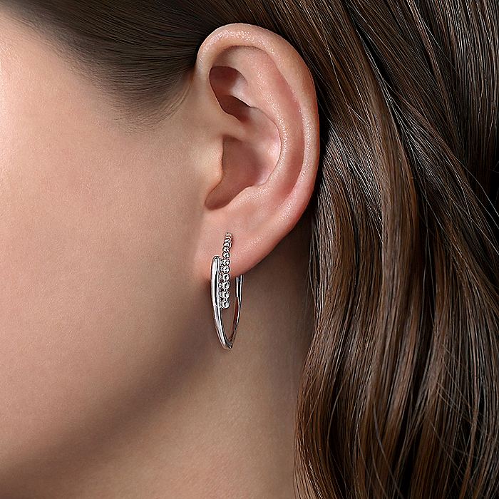 Gabriel & Co Sterling Silver 30mm Bujukan Bypass Hoop Earrings - Image 2