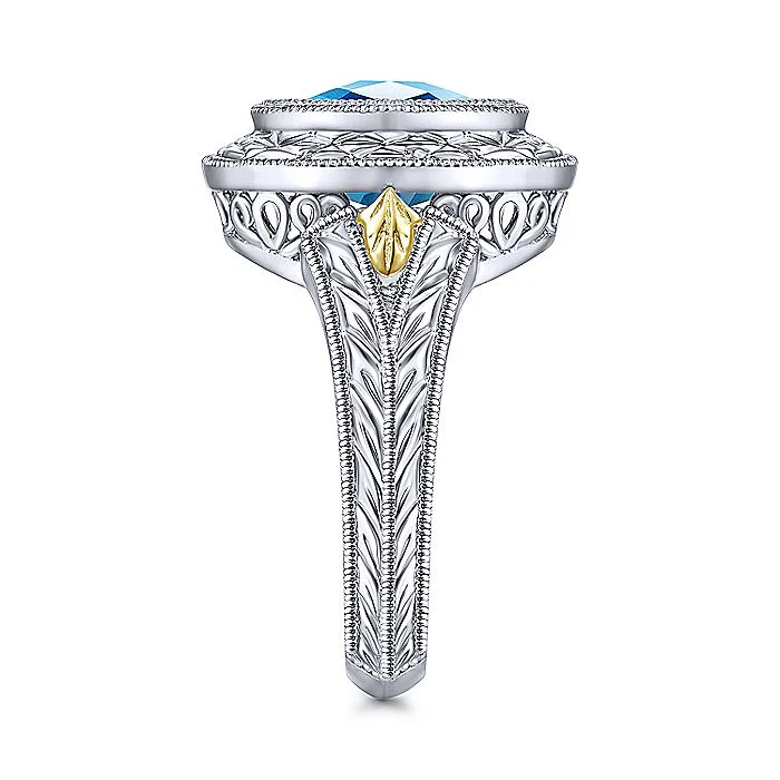 Gabriel & Co Sterling Silver And Yellow Gold Blue Topaz Fashion Ring - Image 3