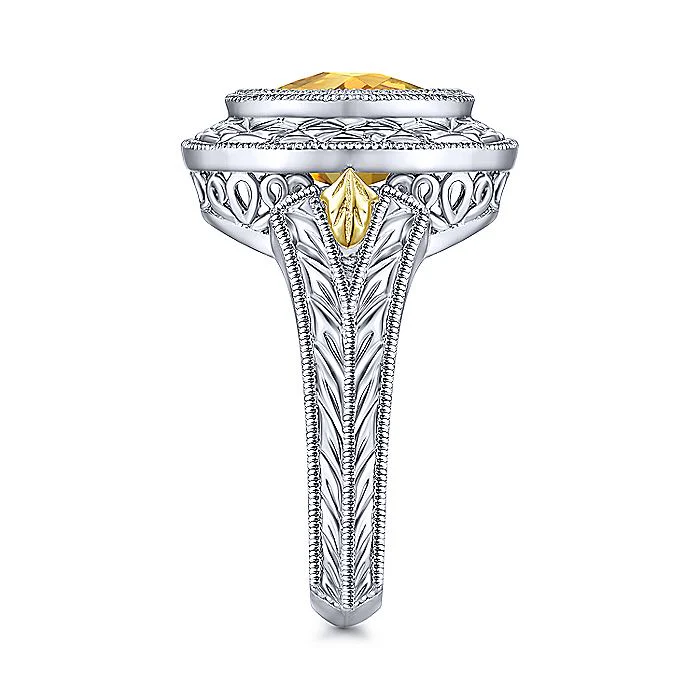 Gabriel & Co Sterling Silver And Yellow Gold Citrine Fashion Ring - Image 4