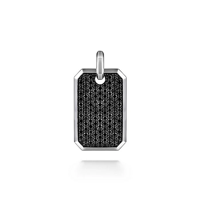 Gabriel & Co Sterling Silver Black Spinel Dog Tag Pendant